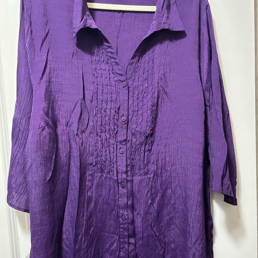 Deep Purple Dressy Blouse Maggie Barnes 3X